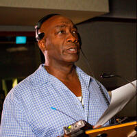 Michael Clarke Duncan on the set of "Green Lantern."