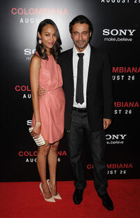 Zoe Saldana and Jordi Molla at the California premiere of "Colombiana."