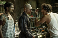 Matt Damon as Max Da Costa, Diego Luna as Julio and Wagner Moura as Spider in "Elysium."