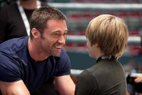 Hugh Jackman as Charlie Kenton and Dakota Goyo as Max in "Real Steel."