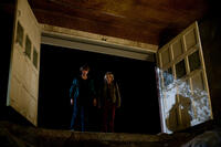 Joel Courtney as Joe Lamb and Ryan Lee as Cary in "Super 8."