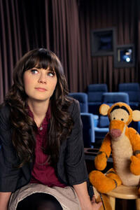 Zooey Deschanel on the set of "Winnie The Pooh."
