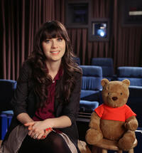Zooey Deschanel on the set of "Winnie The Pooh."