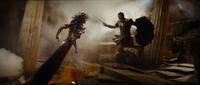 Medusa and Sam Worthington as Perseus in "Clash of the Titans."