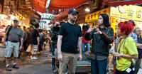 Director Steven Soderbergh, Chui Tien You and assitant Director Nikki Lau on the set of "Contagion."