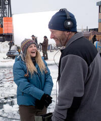 Drew Barrymore and director Ken Kwapis on the set of "Big Miracle."
