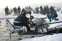 Drew Barrymore on the set of "Big Miracle."