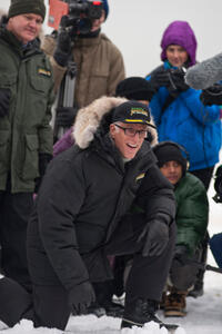 Ted Danson on the set of "Big Miracle."