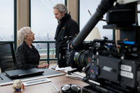 Judi Dench and Director Sam Mendes on the set of "Skyfall."
