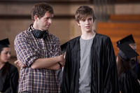 Director Gavin Wiesen and Freddie Highmore on the set of "The Art of Getting by."