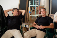 Director Alexander Payne and George Clooney on the set of "The Descendants."