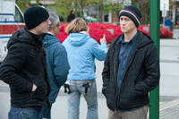 Director Jonathan Levine and Joseph Gordon-Levitt on the set of "50/50."