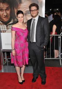 Lauren Miller and Seth Rogen at the New York premiere of "50/50."