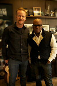 Morgan Spurlock and Antonio "L.A." Reid on the set of "Pom Wonderful Presents: The Greatest Movie Ever Sold."