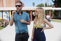Director Abe Sylvia and Juno Temple on the set of "Dirty Girl."