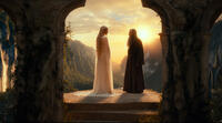 Cate Blanchett as Galadriel and Ian McKellen as Gandalf in "The Hobbit: An Unexpected Journey."