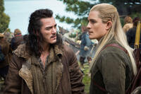 Luke Evans as Bard and Orlando Bloom as Legolas in "The Hobbit: The Battle of the Five Armies."