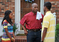 Taylor Hutcherson as Jade, Ken Bevel as Nathan Hayes and Donald Howze as Derrick in "Courageous."