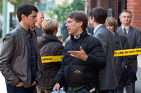 Nicholas D'agosto and Director Steven Quale on the set of "Final Destination 5."