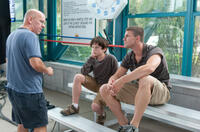Director Charles Martin Smith, Nathan Gamble and Austin Stowell on the set of "Dolphin Tale."