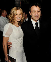 Kyra Sedgwick and producer Sam Raimi at the California premiere of "The Possession."