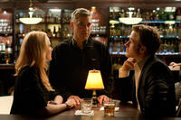Evan Rachel Wood, director George Clooney and Ryan Gosling on the set of "The Ides Of March."