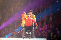 Kevin McHale as Artie and Harry Shum, Jr. as Mike in "Glee the Concert Movie."