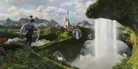 James Franco, Finley voiced by Zach Braff, Michelle Williams and China Girl voiced by Joey King in "Oz: The Great and Powerful."