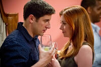 Jason Biggs as Jim Levinstein and Alyson Hannigan as Michelle Flaherty in "American Reunion."