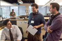 Jason Biggs, director/screenwriter Jon Hurwitz and director/screenwriter Hayden Schlossberg on the set of "American Reunion."