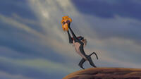 Simba voiced by Jonathan Taylor Thomas and Rafiki voiced by Robert Guillaume in "The Lion King 3D."