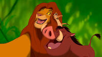 Simba voiced by Matthew Broderick, Timon voiced by Nathan Lane and Pumbaa voiced by Ernie Sabella in "The Lion King 3D."