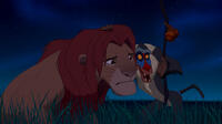 Simba voiced by Matthew Broderick and Rafiki voiced by Robert Guillaume in "The Lion King 3D."