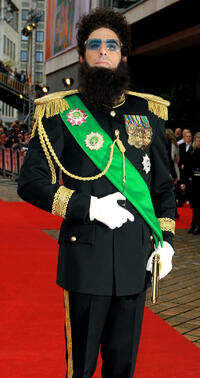Sacha Baron Cohen at the world premiere of "The Dictator" in London.