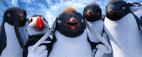 Raul voiced by Lombardo Boyar, The Mighty Sven voiced by Hank Azaria, Ramon voiced by Robin Williams, Nestor voiced by Carlos Alazraqui and Rinaldo voiced by Jeff Garcia in "Happy Feet Two."