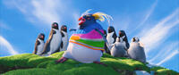 Lovelace voiced by Robin Williams, Bo voiced by Meibh Campbell and Atticus voiced by Benjamin Flores Jr. in "Happy Feet Two."