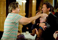 Director Peter Farrelly and Hugh Jackman on the set of "Movie 43."