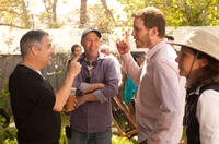 Director Steve Carr and Chris Pratt on the set of "Movie 43."