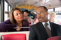 Queen Latifah as Vi Rose Hill, Courtney Vance as Pastor Dale and Dolly Parton as G.G. Sparrow in "Joyful Noise."
