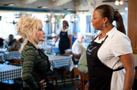Dolly Parton as G.G. Sparrow and Queen Latifah as Vi Rose Hill in "Joyful Noise."