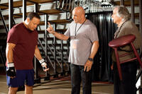 Kevin James as Scott Voss, Bas Rutten as Niko and Henry Winkler as Marty Streb in "Here Comes the Boom."