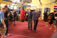 Kevin James and Bas Rutten on the set of "Here Comes the Boom."