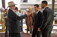 Director Barry Sonnenfeld, Josh Brolin and Will Smith on the set of "Men in Black III."