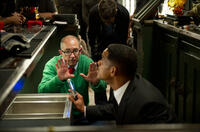 Director Barry Sonnenfeld and Will Smith on the set of "Men in Black III."