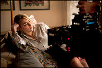 Kate Winslet on the set of "Carnage."