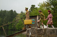 Jason Schwartzman as Cousin Ben, Jared Gilman as Sam and Kara Hayward as Suzy in "Moonrise Kingdom."
