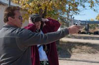 Arnold Schwarzenegger as Ray Owens and Johnny Knoxville as Lewis Dinkum in "The Last Stand."