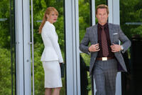 Gwyneth Paltrow as Pepper Potts and Guy Pearce as Aldrich Killian in "Iron Man 3."