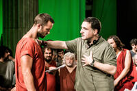 Sullivan Stapleton and director Noam Murro on the set of "300: Rise of an Empire."