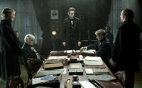Byron Jennings as Montgomery Blair, John Hay as Joseph Cross, Hal Holbrook as Francis Preston Blair, Daniel Day-Lewis as Abraham Lincoln, David Strathairn as William Seward, Jeremy Strong as John Nicolay and David Costabile as James Ashley in "Lincoln."